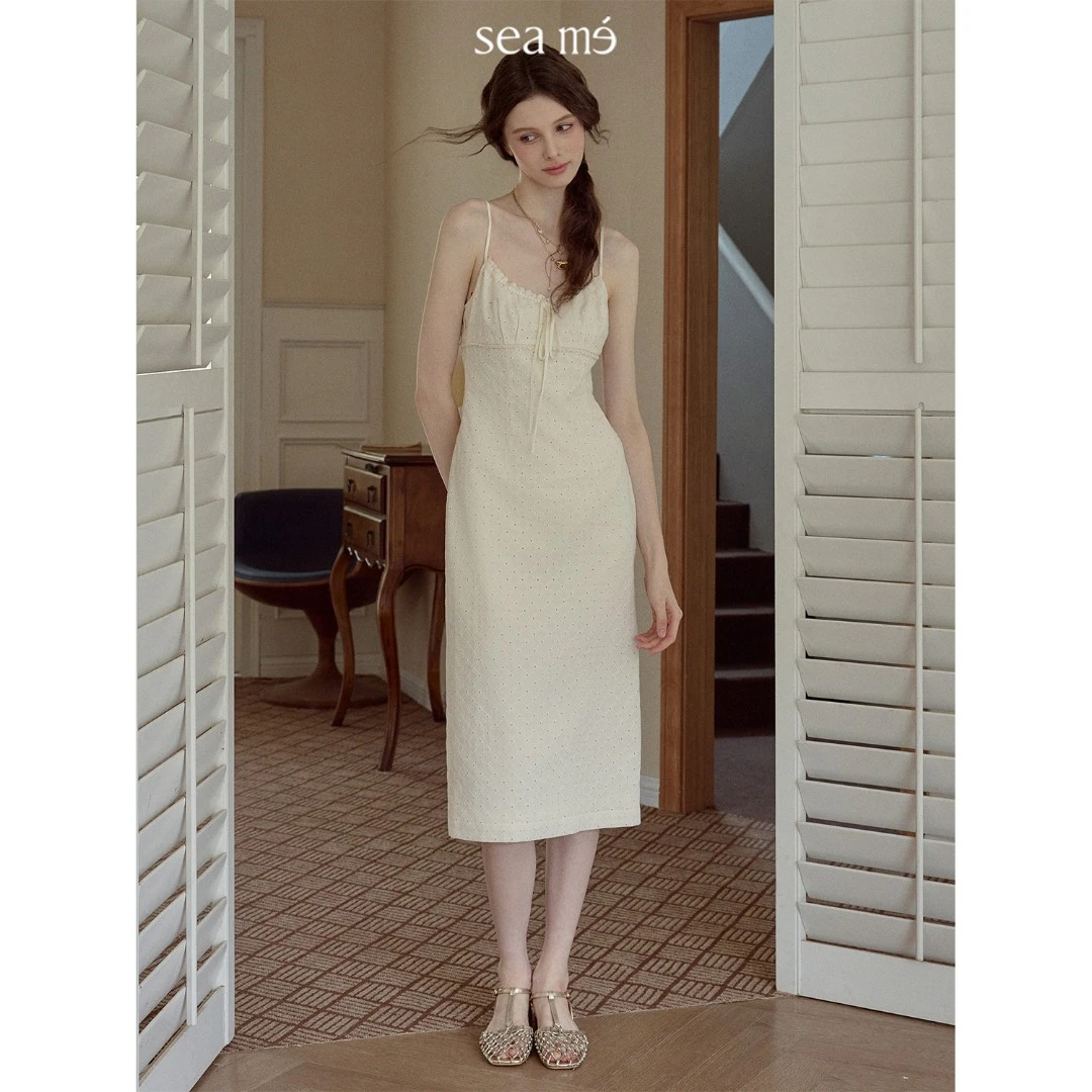 Seame汐觅 【自然感知】优雅浪漫绣花镂空显瘦长裙碎花气质连衣裙女