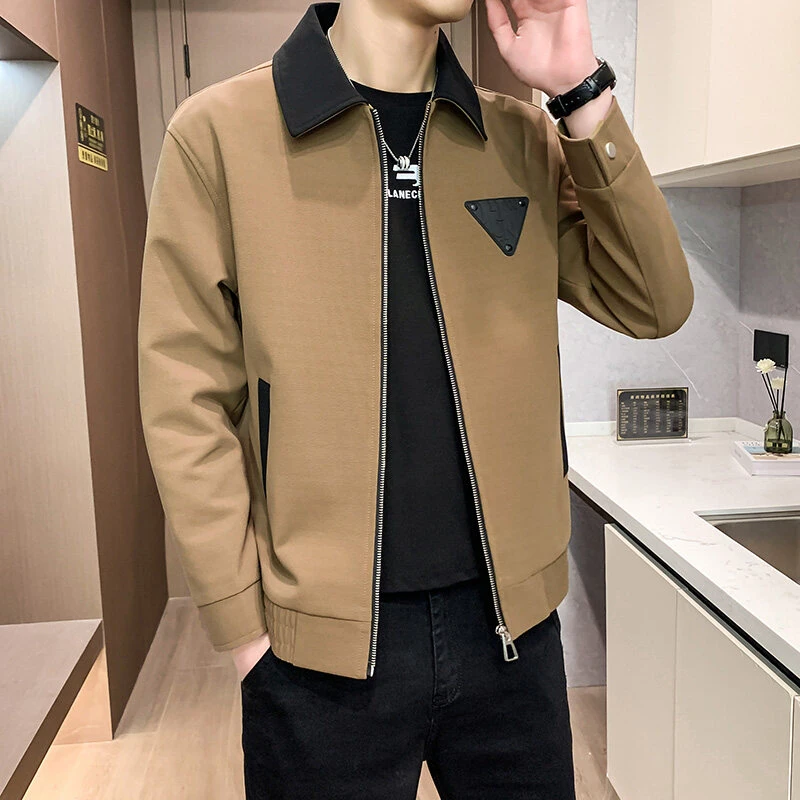 春季新款男士时尚夹克2025潮流百搭修身韩版休闲翻领夹克外套
