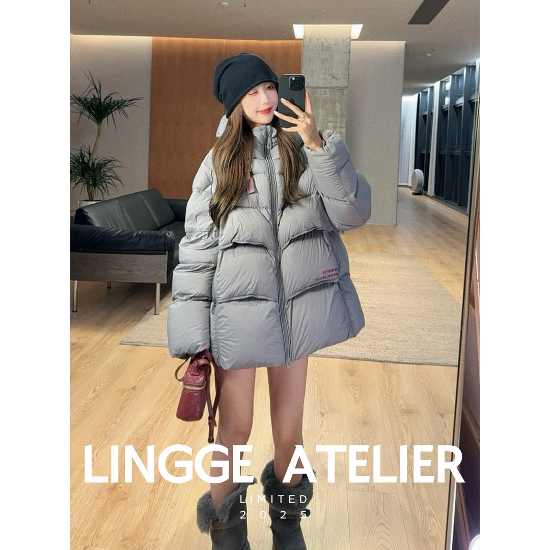 LINGGE ATELIER • 6616 反季捡漏返场撞色女款小个子白鸭绒羽绒服