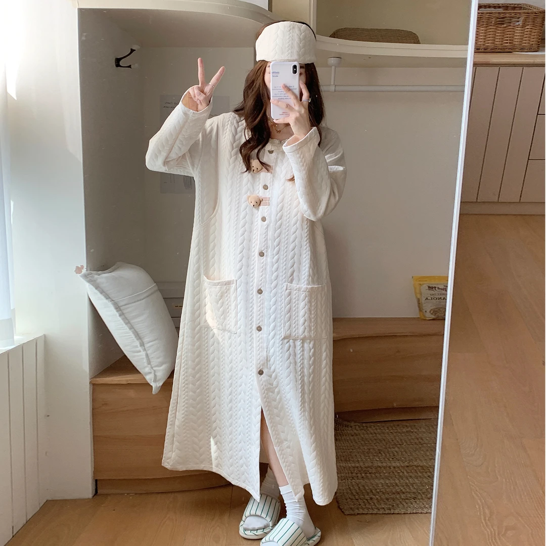 空气棉待产裙产妇进产房春秋冬季带胸垫月子服孕妇哺乳睡裙生产服