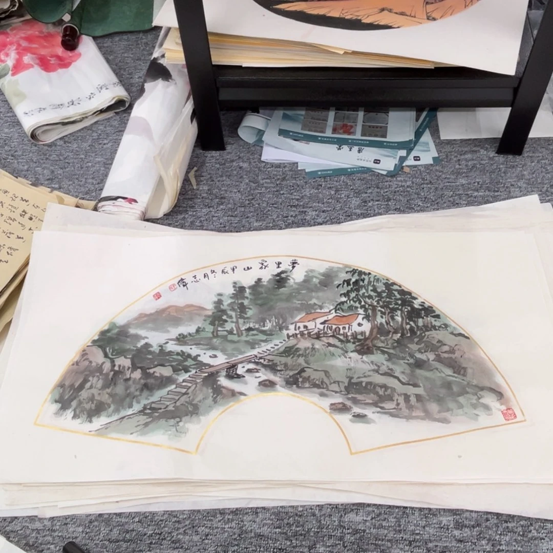 国画王志伟老师33.66扇面绘画