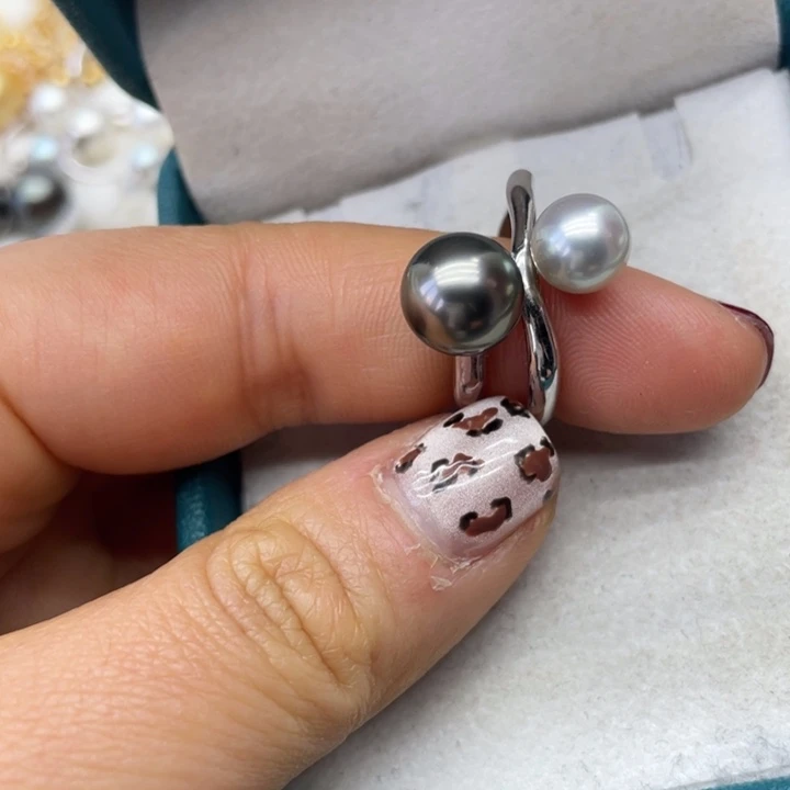 海水珍珠戒指银S925镶嵌