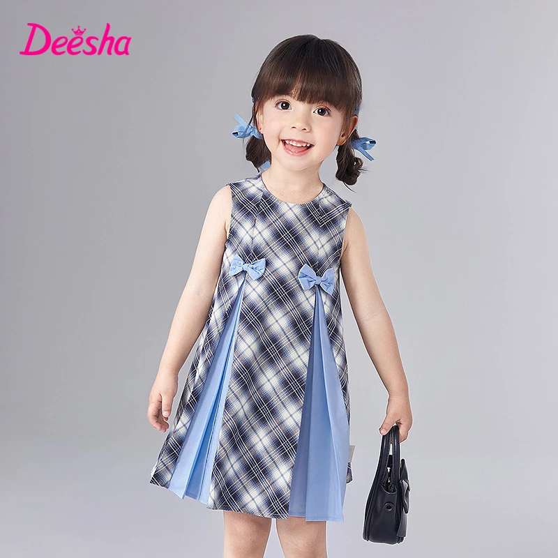 笛莎童装女童裙子夏季新款学院风小童宝宝欧若风连衣裙-13252U118