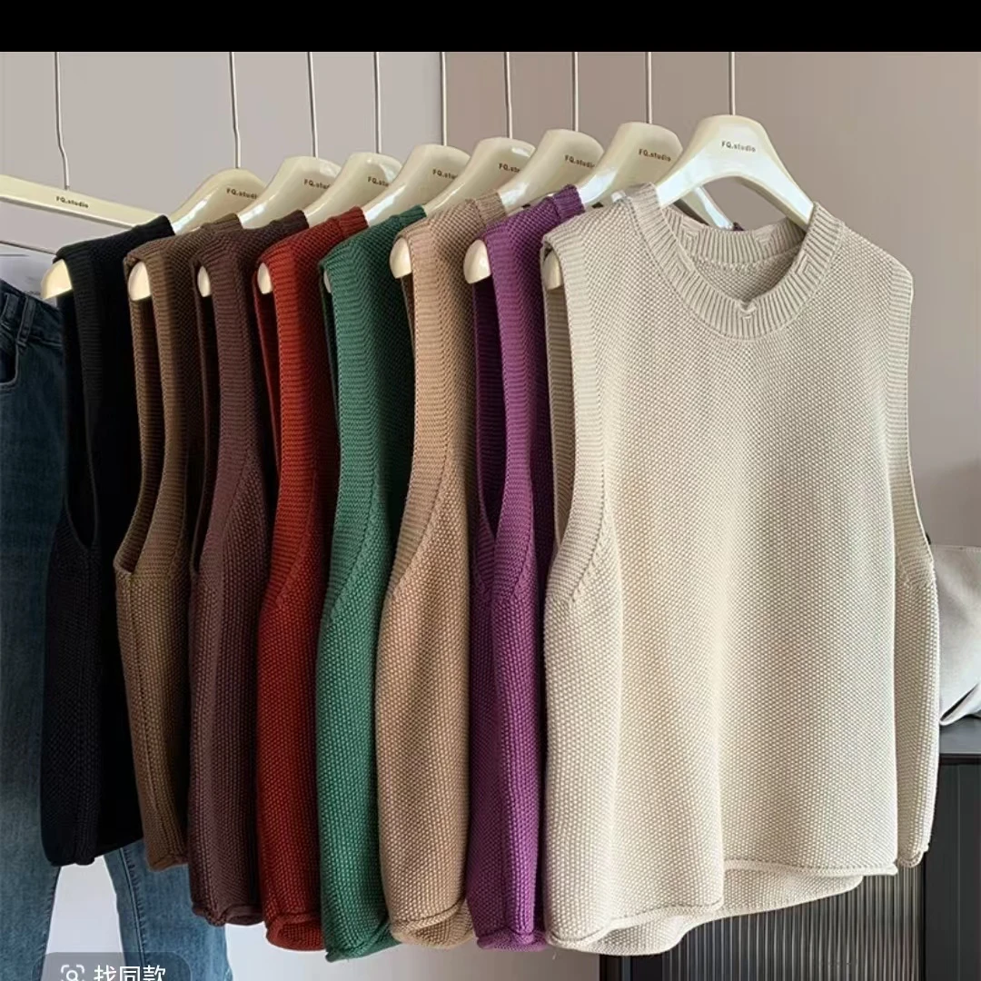 套头上衣时尚毛针织衫春季毛衫宽松打底衫无袖ins森系外搭