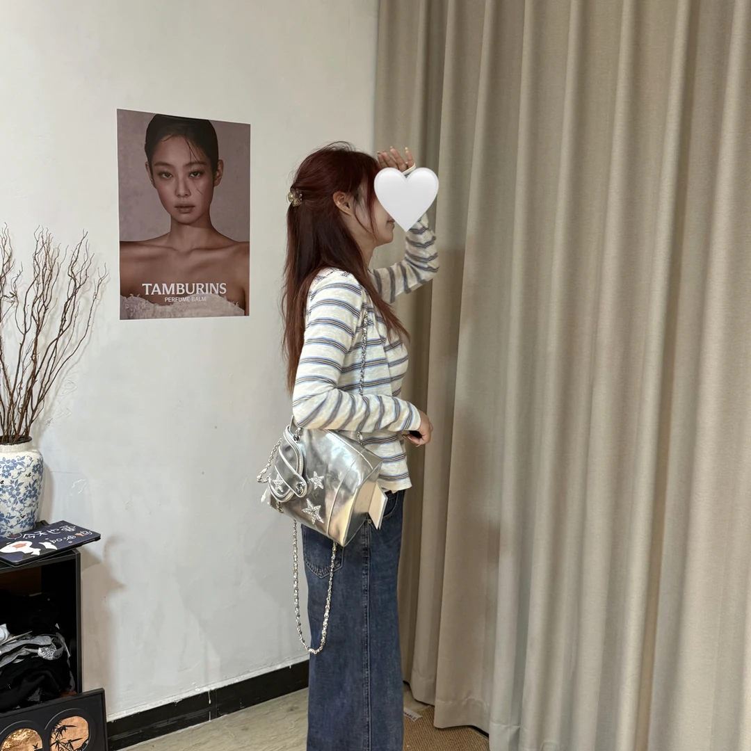 薄款撞色条纹针织长袖开衫搭配吊带背心早秋内搭新款上衣