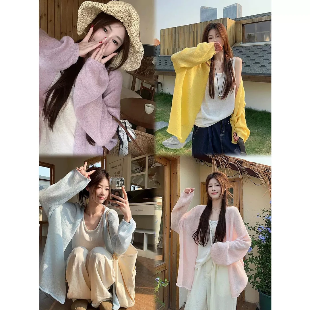 温柔系开衫～五色奶油灯笼袖松弛显瘦百搭宽松上衣