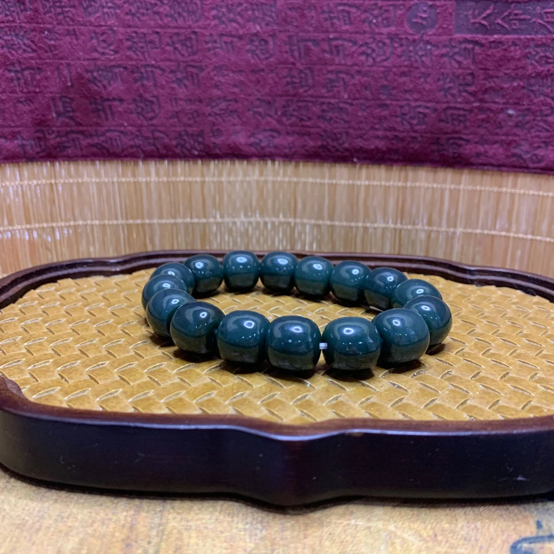 X和田玉且末桶珠手串（卡14）1215