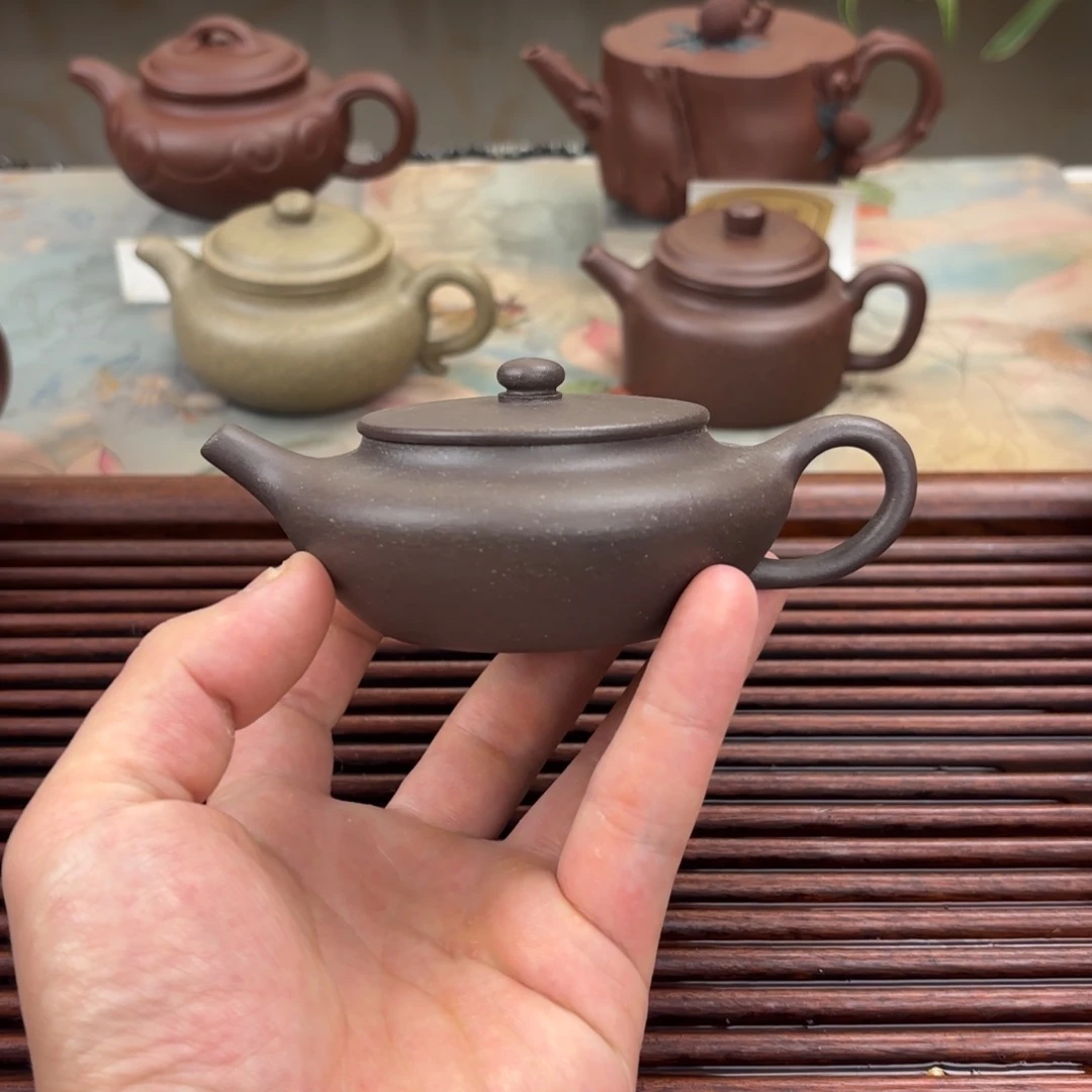 茶壶紫砂微瑕 扁晨 紫泥120cc