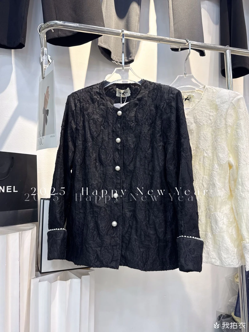 早春植物花卉刺绣开衫外套蕾丝重工圆领气质25213