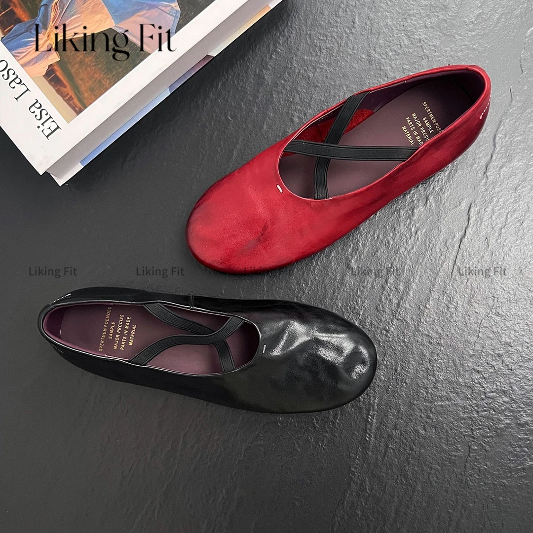 Liking Fit | 牛皮 /1cm秋款时尚气质单鞋软底小红鞋真皮平跟鞋女