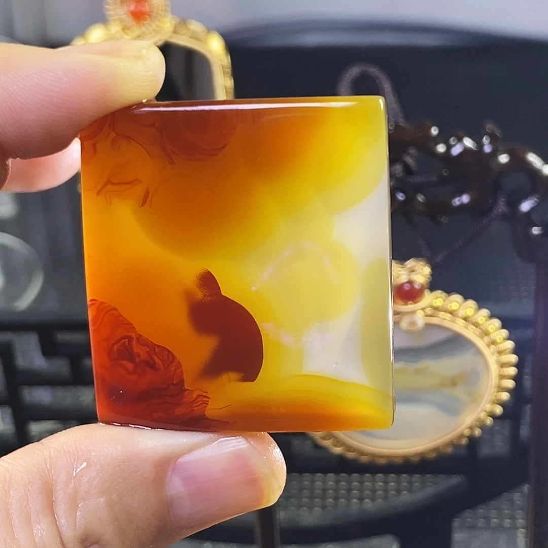 合成碳硅石非金属时尚图纹画面石饰品