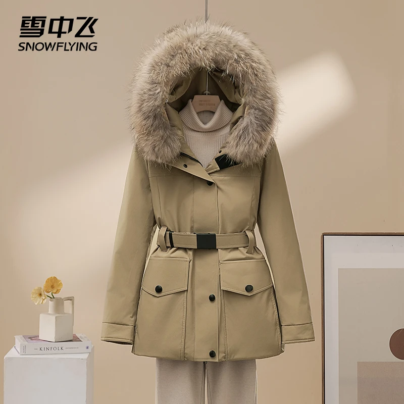 雪中飞2025新款羽绒服秋冬工装派克服上衣冬季宽松加厚大毛领外套