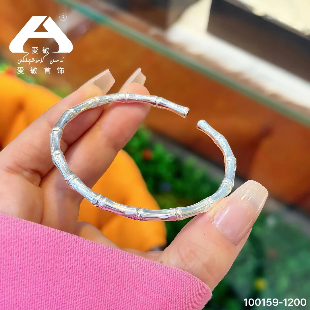 足银手镯 爱敏首饰手镯100159