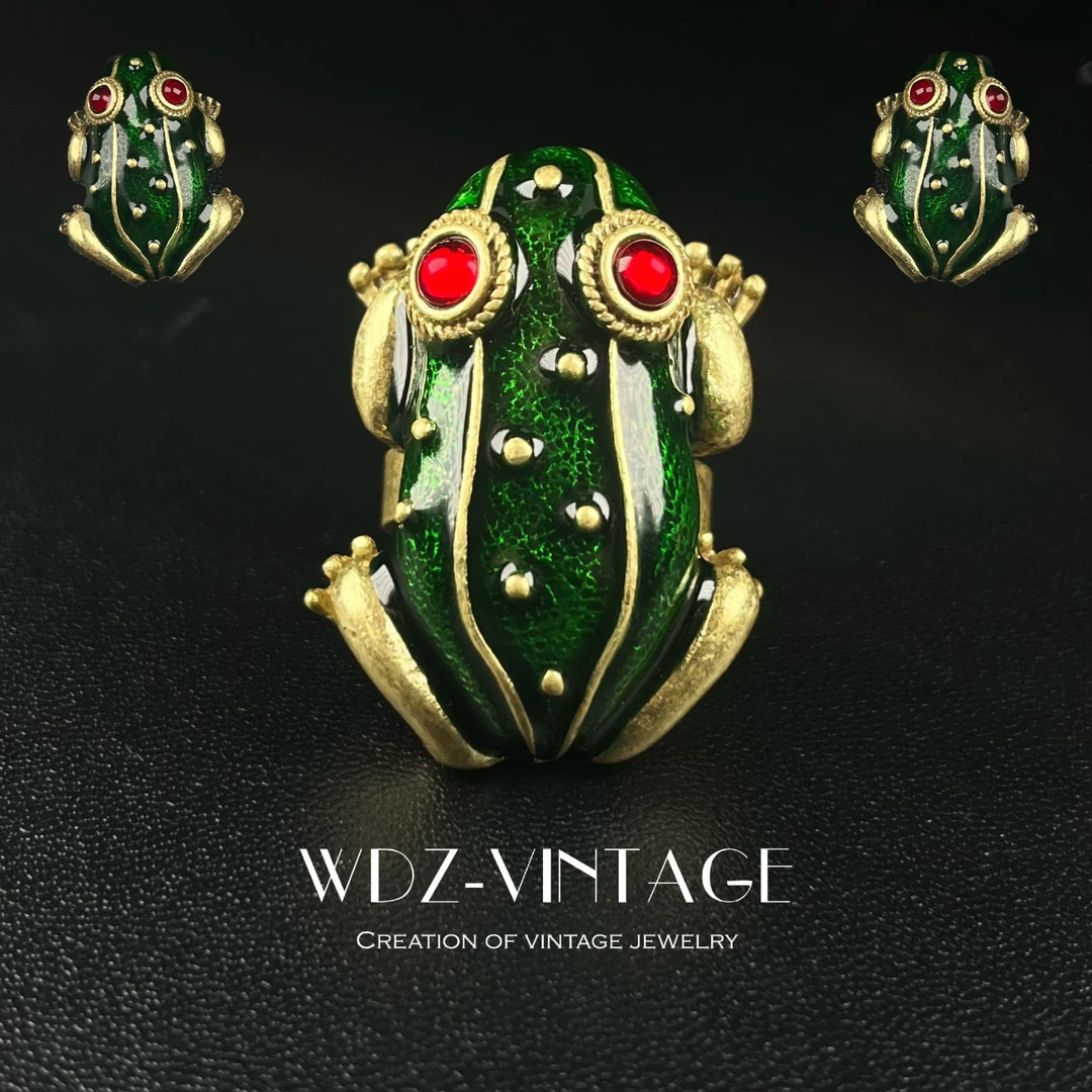 铜合金耳饰 青蛙王子-中古vintage复古首饰耳饰耳环戒指指环轻奢