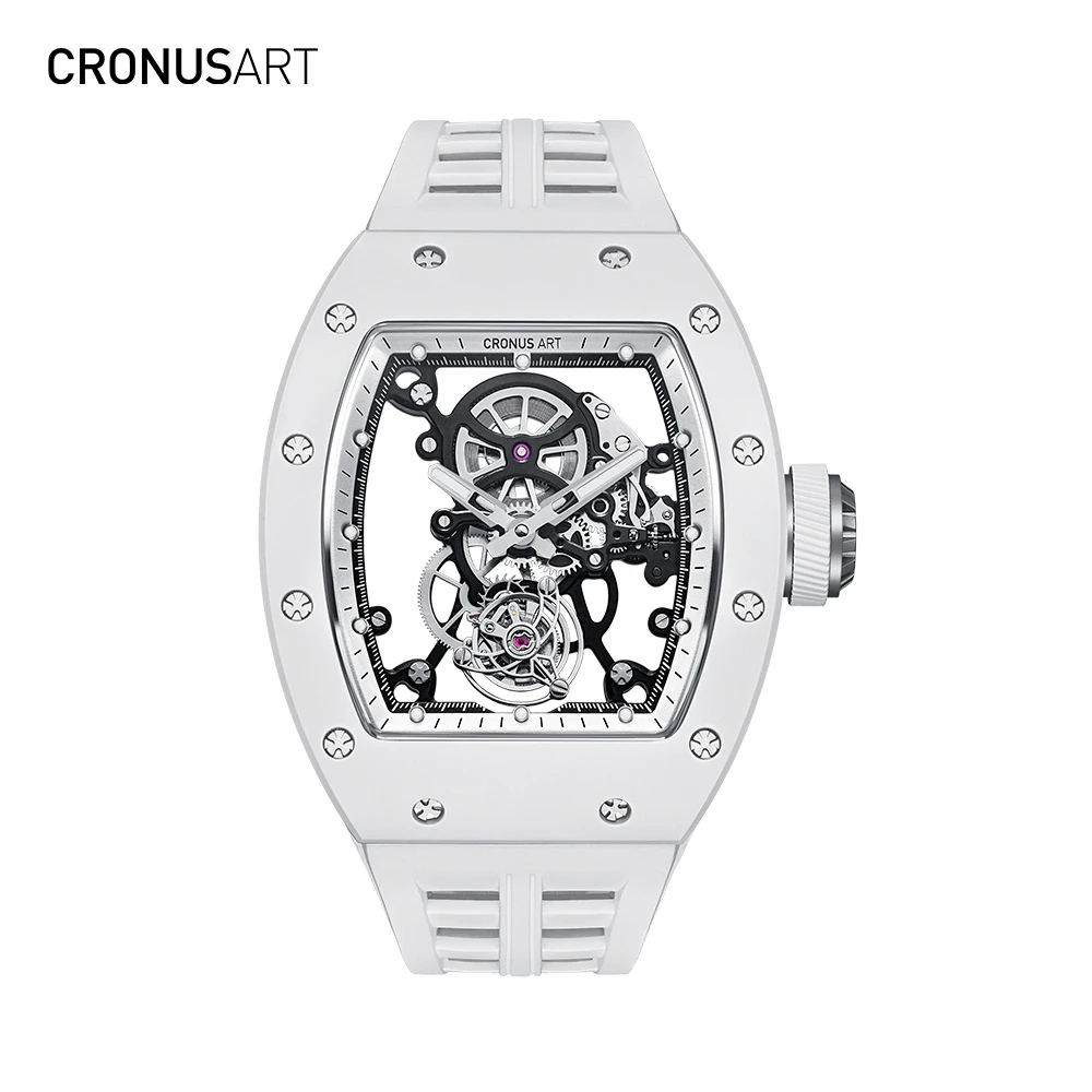 CronusArt克洛斯陶瓷陀飞轮时尚防水潮流机械镂空夜光男士名表