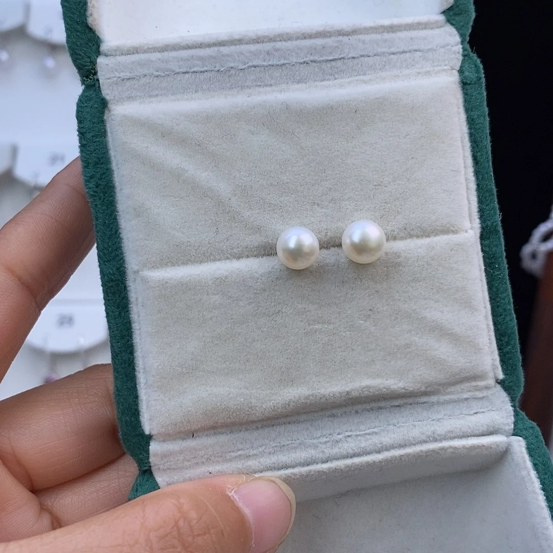 耳饰银S925镶嵌淡水珍珠