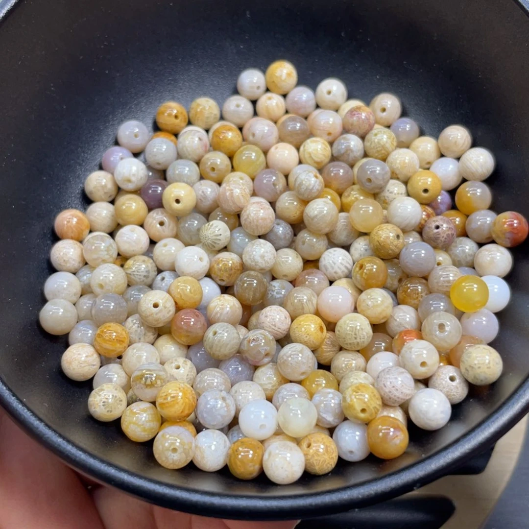 硅化玉未镶嵌颈饰散珠2米1克