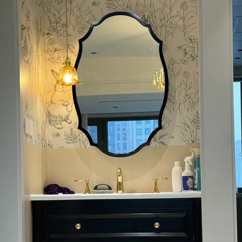 法式复古化妆镜轻奢梳妆美容镜卫生间浴室柜镜子智能艺术镜轻奢镜