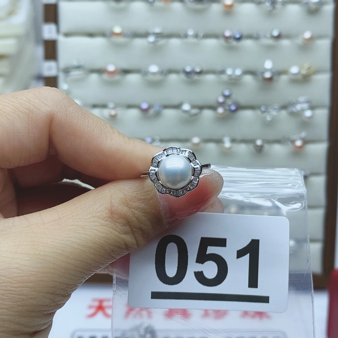 淡水珍珠戒指银S925镶嵌@*051