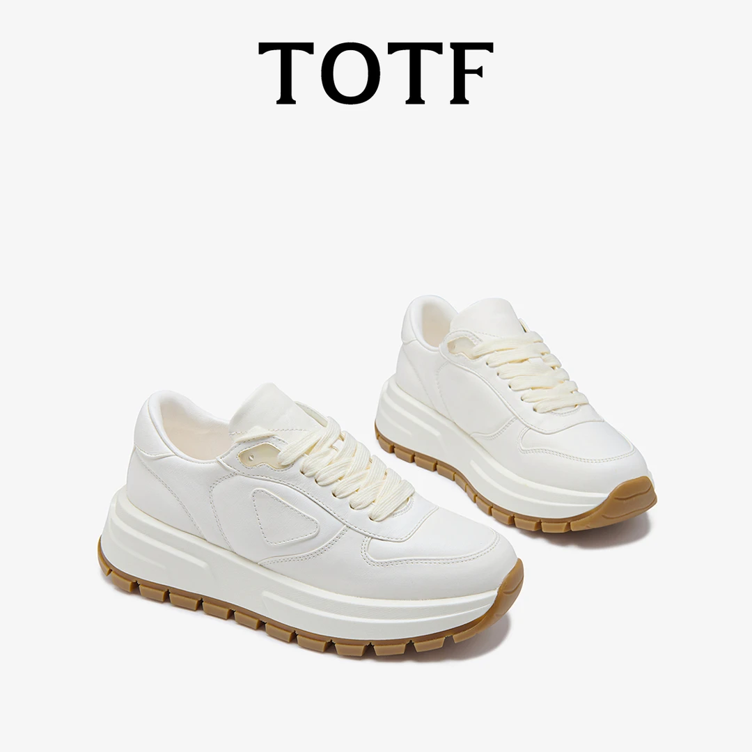 TOTF时尚厚底增高小白鞋2025春新款欧货运动鞋潮流百搭真皮休闲鞋