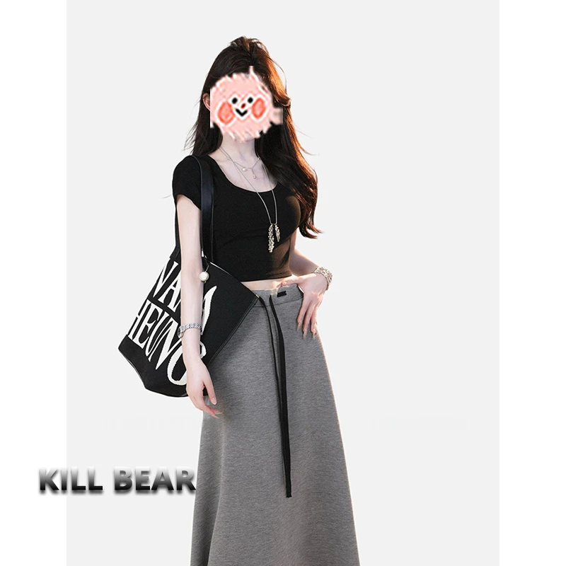 KILL BEAR「至简凉感」2025夏季新款设计感A字宽松时尚半身裙ins潮