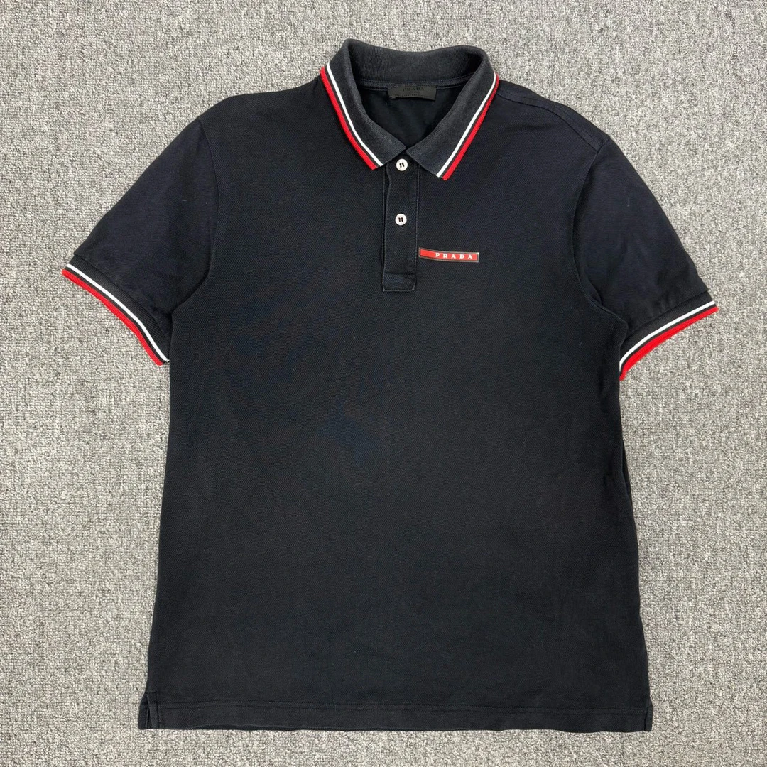 99新 Prada/普拉达 12999148 普拉达 黑色胸前logo短袖Polo衫 M码