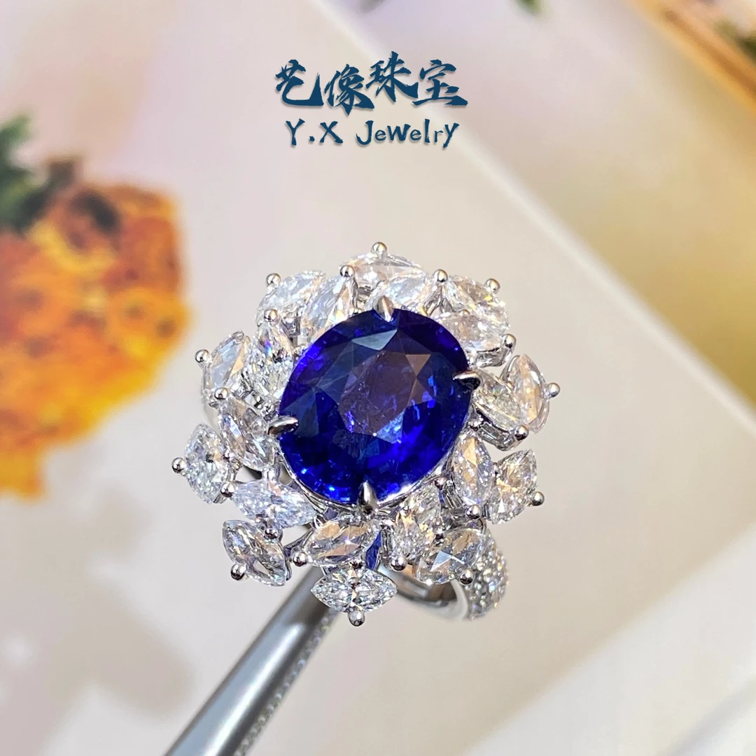 【艺像专属】18K金/天然蓝宝石两用戒指/皇家蓝/4.95ct/斯/AIGS-YG