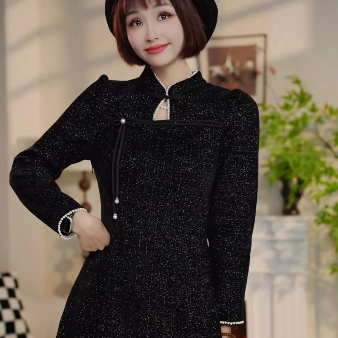 L032秋季新款显瘦国风中长款连衣裙AT