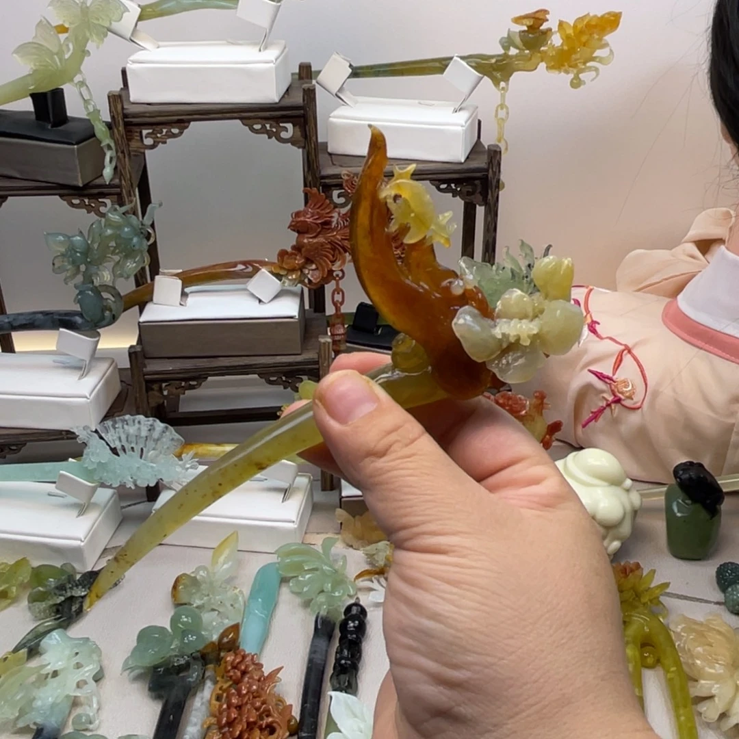 蛇纹石玉合金发饰