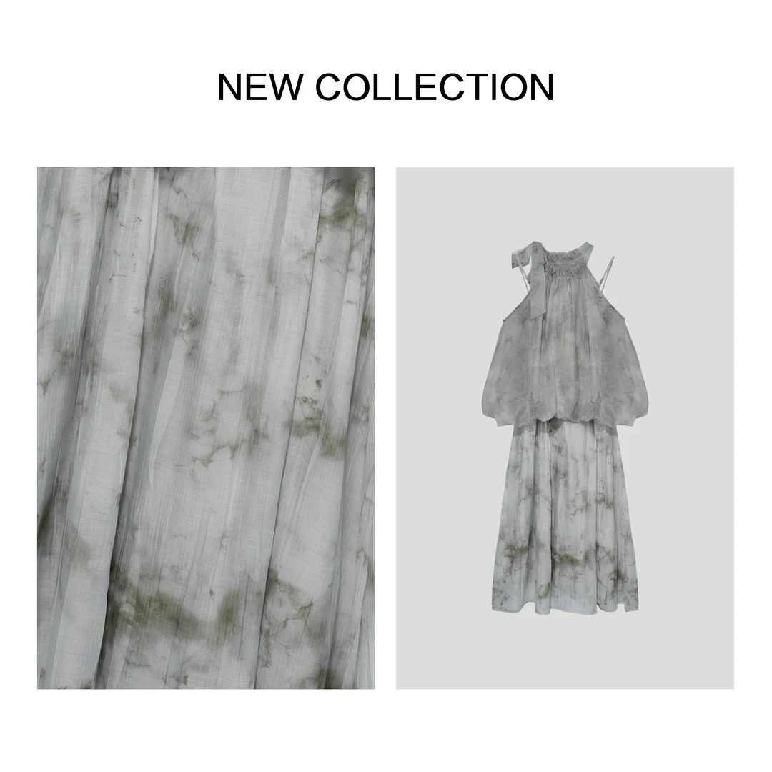 【龙哥专属】扎染挂脖层叠设计连衣裙套装 D3F28083