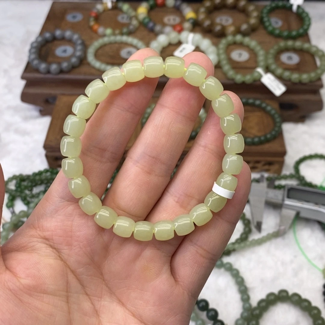 手链未镶嵌和田玉黄口直切珠卡8