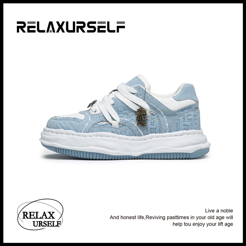 RELAXURSELF夏日氛围情侣鞋印花刺绣潮鞋增高百搭运动休闲鞋透气
