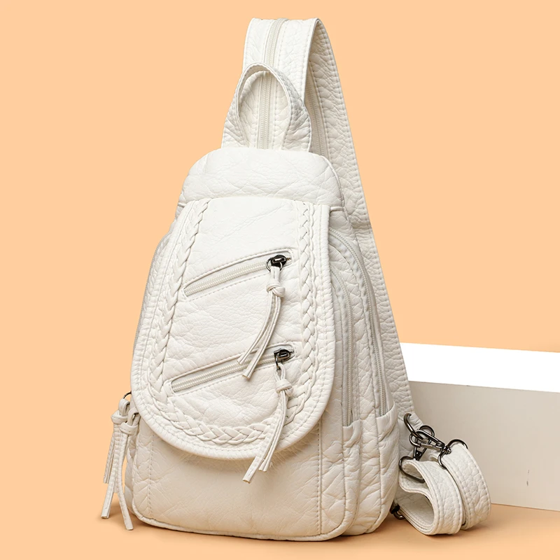 双肩包女2025新款时尚软皮女士斜挎胸包高级感休闲百搭旅行小背包