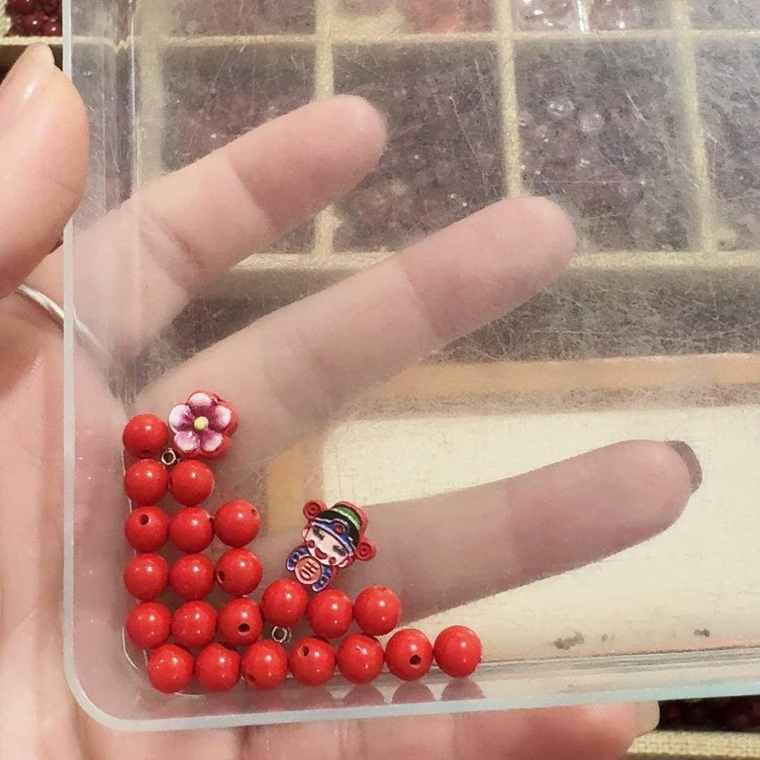 天然辰砂高含量红砂卡六手串