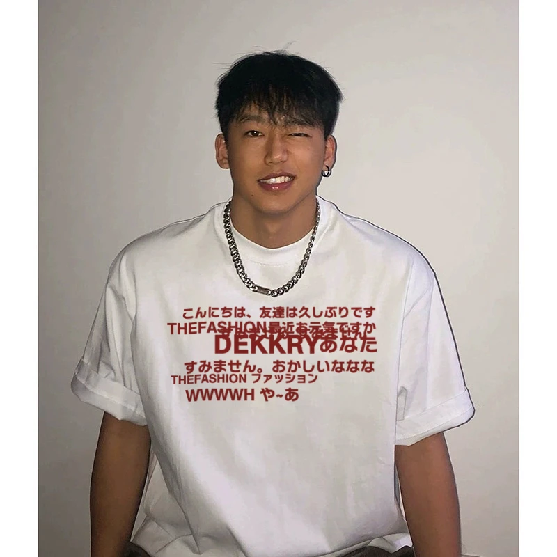 labzaa潮牌创意日文字母印花短袖T恤男女夏季休闲纯棉情侣款上衣