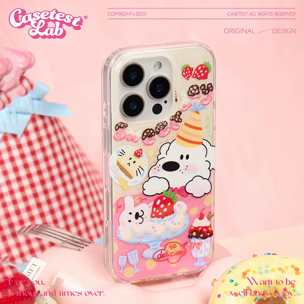 壳试验奶油小狗双层适用iPhone16 15 14promax手机壳卡通可爱童趣