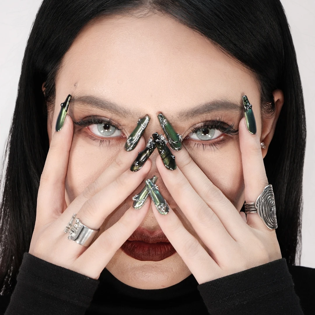 【绿鬼蛛】怪相录纯手工穿戴美甲原创设计长梯甲