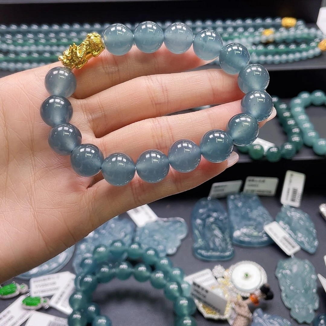 流***彩翡翠未镶嵌手链卡12