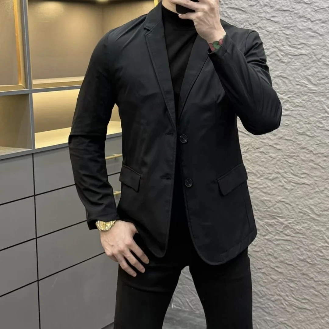 春季西服上装商务休闲西服外套小西装时尚修身上衣黑色西服