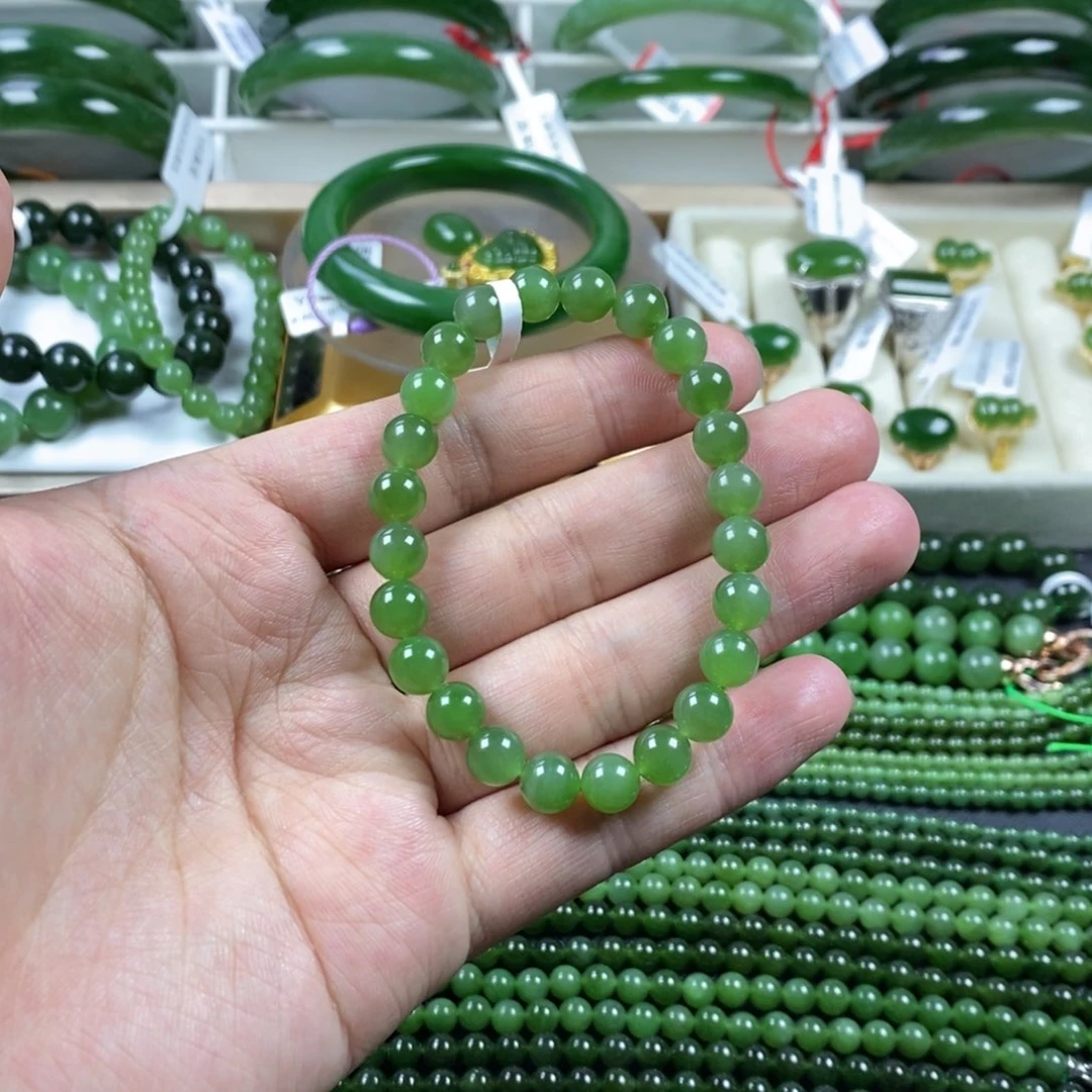 和田玉（碧玉）手串未镶嵌卡8