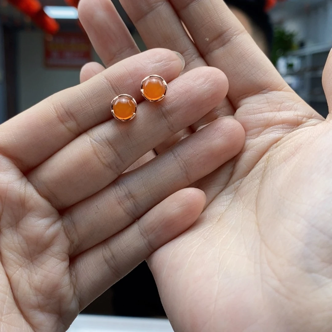 南红玛瑙耳饰银S925镶嵌多样性发货 拍一发一