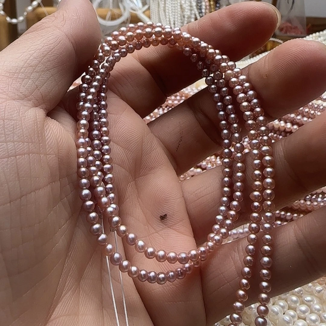 大***瓜半成品未镶嵌淡水珍珠卡3mm紫色