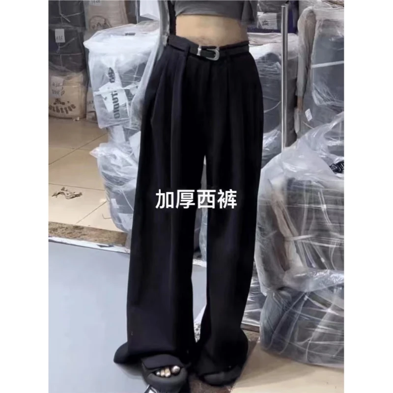 韩国东大门同款加厚西装裤女2026秋冬新款高腰显瘦百搭直筒休闲裤