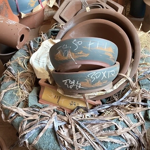 紫砂花盆碗盆两只微