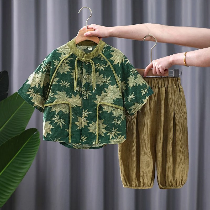 男童汉服套装夏季洋气中国风新款两件套宝宝夏装儒雅薄款