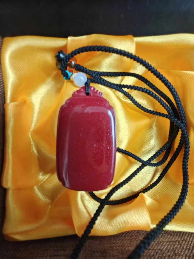 含辰砂工艺品朱砂吊坠无事牌