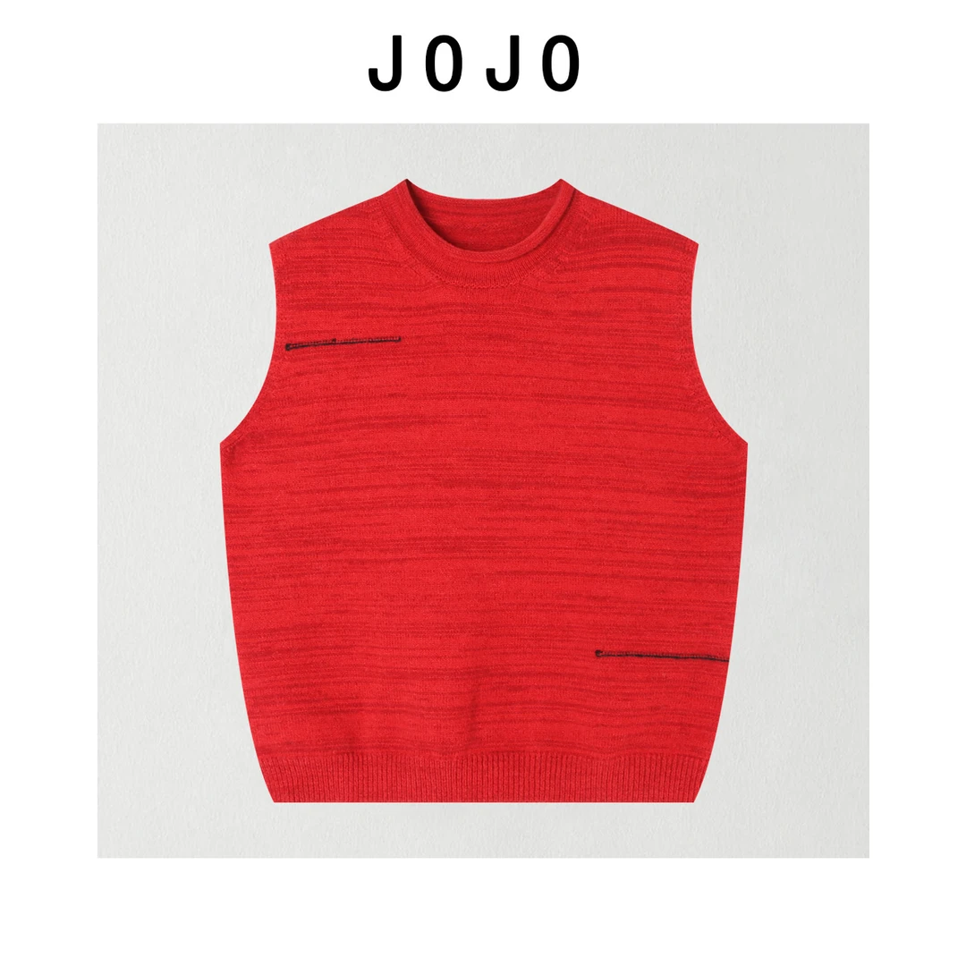 玖了个玖 2025秋冬新款极简套头公主风针织马甲条纹圆领2512C9322