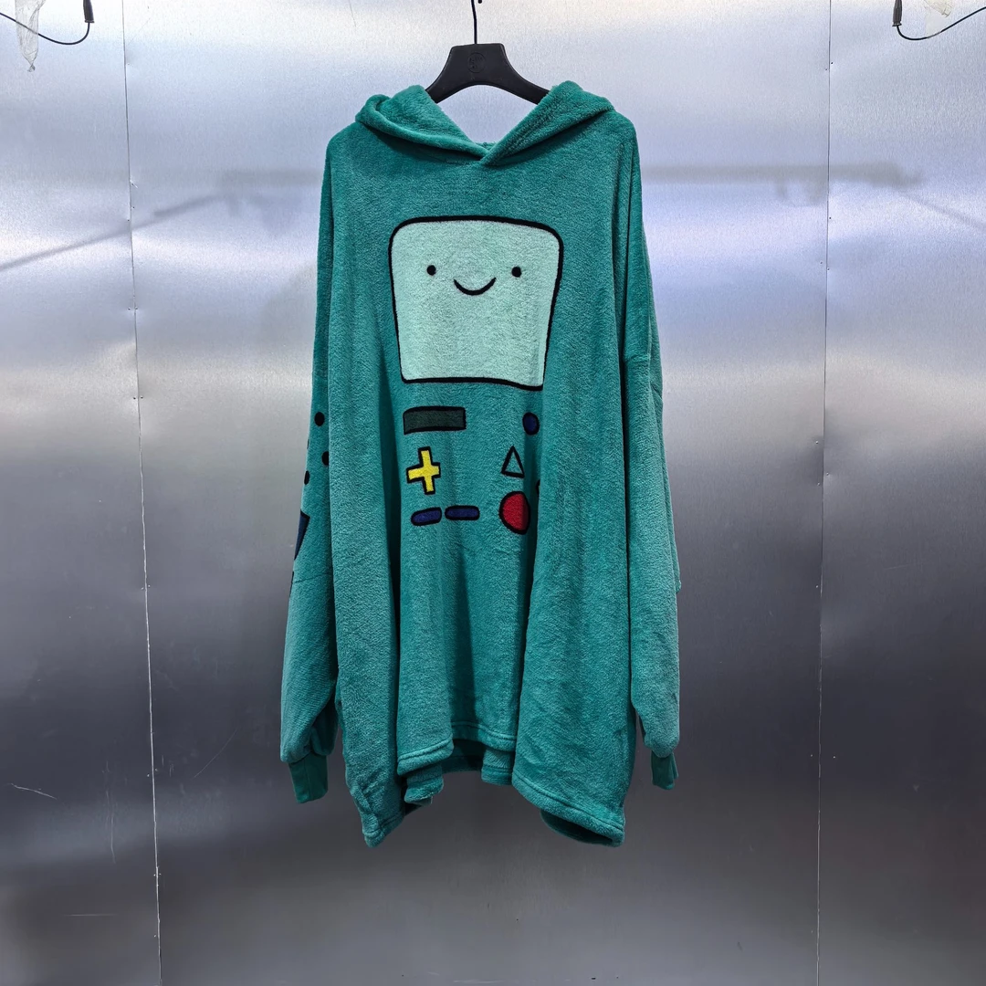 K01-122308-ADV正面游戏按键印花时尚舒适连帽睡袍