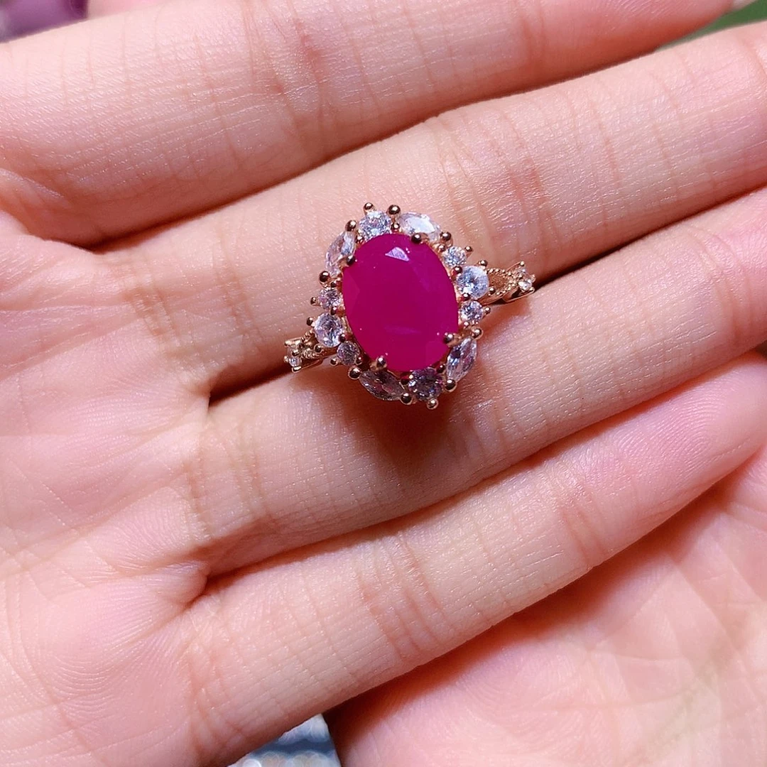 红宝石银S925镶嵌戒指