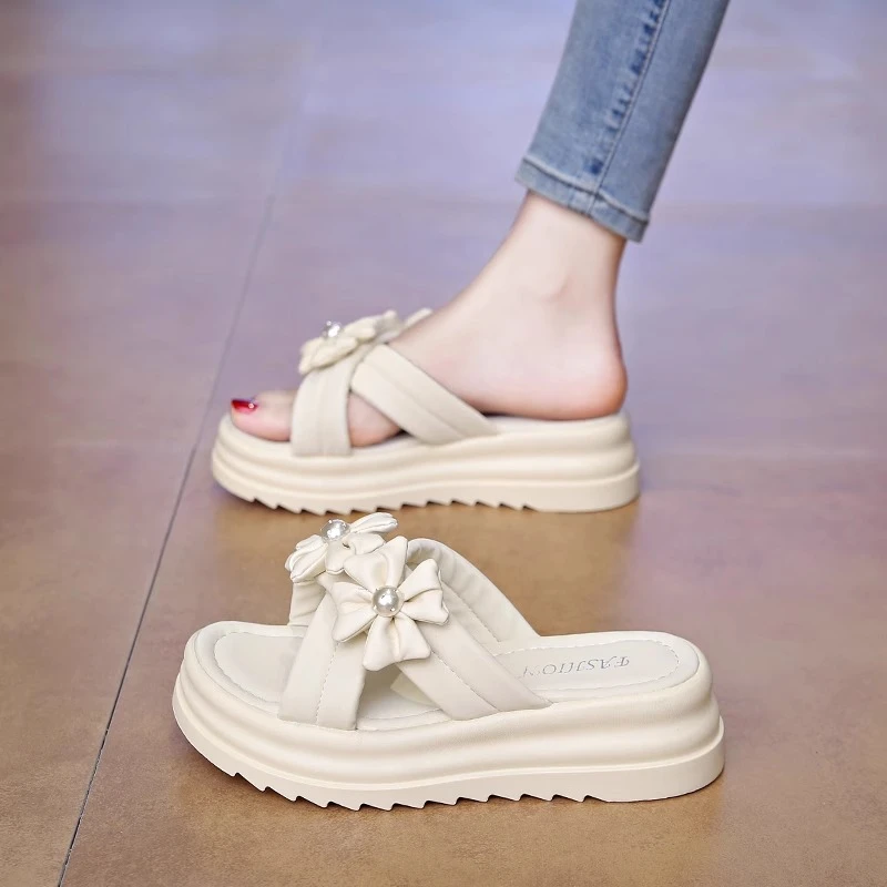 【万象撤柜】厚底增高凉拖鞋女2025新款夏季拖鞋百搭配裙子沙滩凉拖